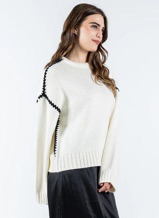 Knit Sweater With Embroidered