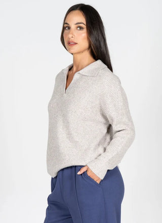 Waffle Knit Oversized Polo Sweater
