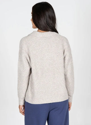 Waffle Knit Oversized Polo Sweater
