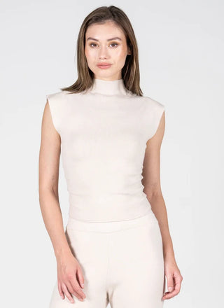 Viscose Blend Knit S/S High Neck Top