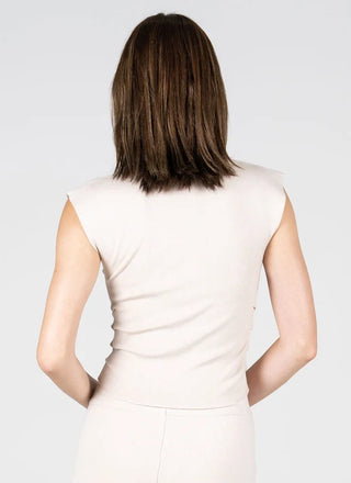 Viscose Blend Knit S/S High Neck Top