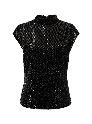 Funnel Neck Sequin Top