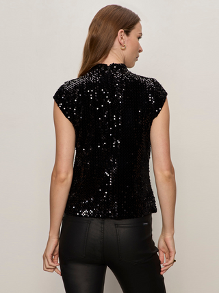 Funnel Neck Sequin Top