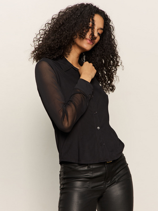 Fitted Mesh Button Down Top