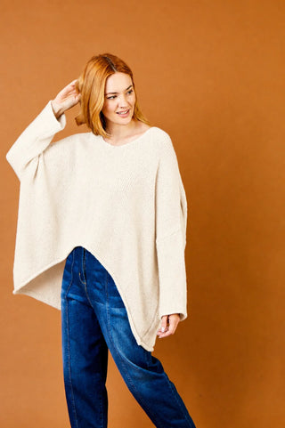 Fortune V Neck Hi Lo Oversize Knit Sweater