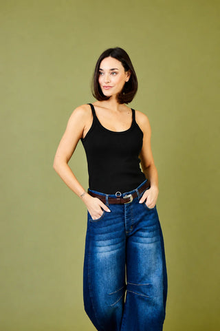 Jett Ribbed Jersey Shoestring Strap Tank