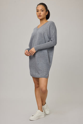 Knit Dress With Rib Sleeves