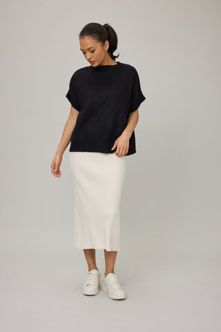 Oversized Knit Vest With Rib Detail