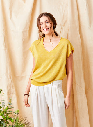 Faline V Neck Sparkle Sleeveless Knit