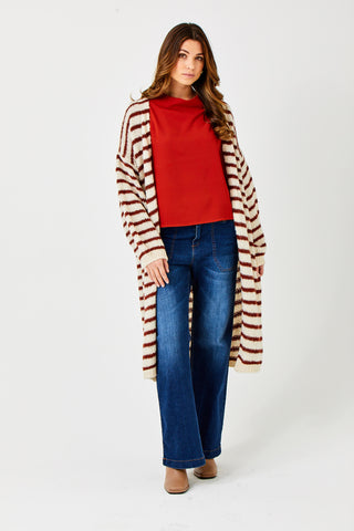Flo Soft Knit Striped Soft Long Cardigan