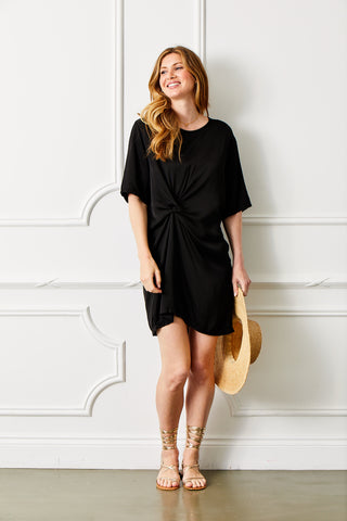 Gail Satin Tunic Dress With Ruched Front