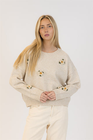 Holly Flower Crew Neck Pullover
