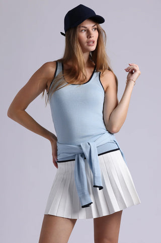 Supima Cotton Cashmere Scoop Neck Tank with Tipping