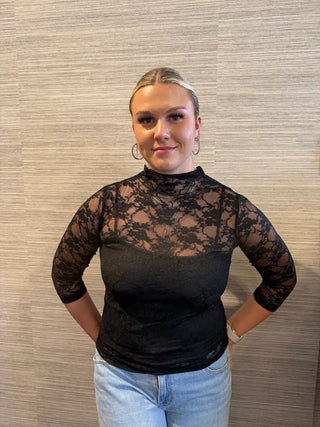 Half Sleeve Mock Neck Top