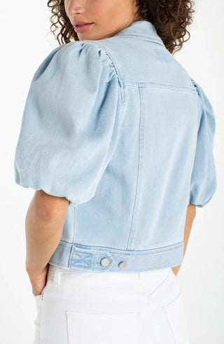 Puff Sleeve Cropped Trucker Jacket