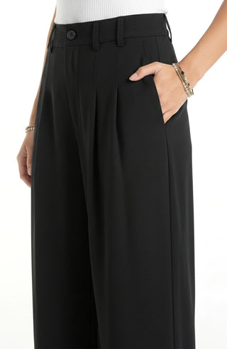 High Rise Pleated Wide Leg Trouser