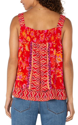 Sleeveless V-neck Woven Tank
