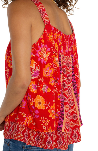 Sleeveless V-neck Woven Tank