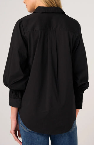 Adjustable Sleeve Button Front Top