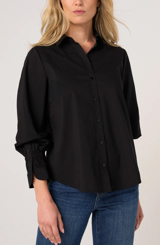 Adjustable Sleeve Button Front Top