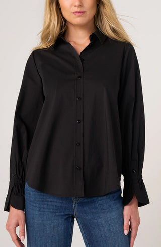 Adjustable Sleeve Button Front Top