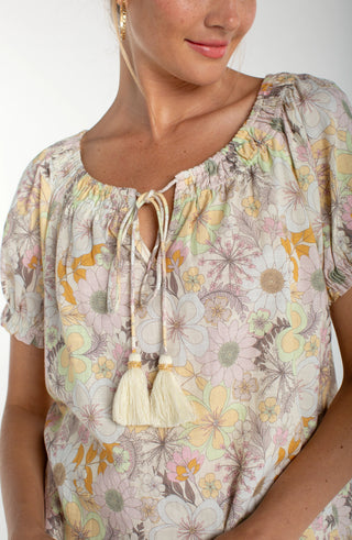 Woven Top With Front Tie