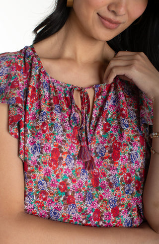 Flutter Sleeve Peplum Woven Top