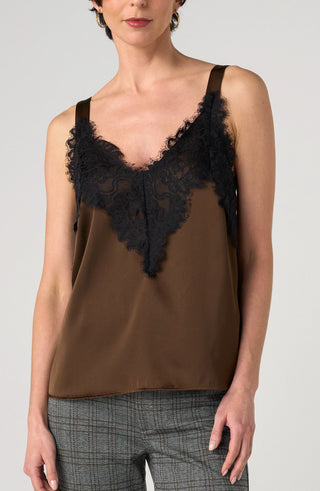 Sleeveless Woven Top with Lace