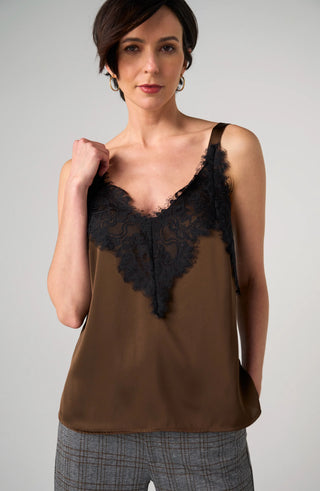 Sleeveless Woven Top with Lace
