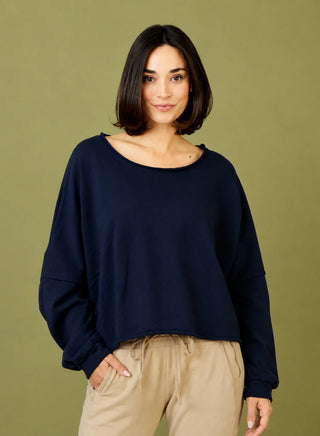 Maeve Cropped Raw Edge Sweatshirt