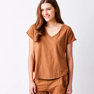 Maria Cotton V Neck Tee