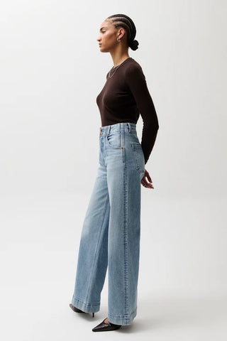 Lana Double Button High Rise Ultra Wide Leg Jean