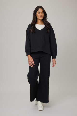 Oversized V Neck Terry Cotton Lounge Sweater