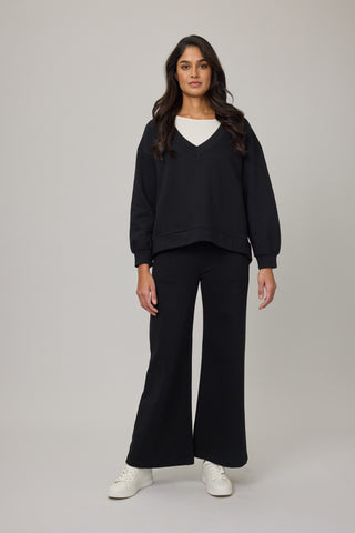 Wide Leg Terry Cotton Pull On Lounge Pant