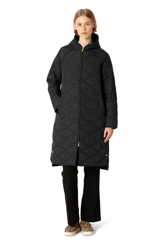 Long Quilted Jacket with Hood