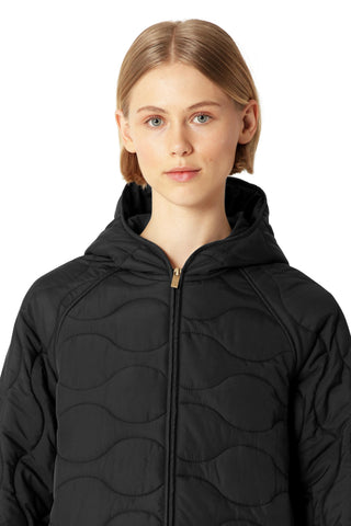 Long Quilted Jacket with Hood