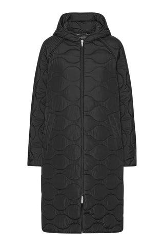 Long Quilted Jacket with Hood