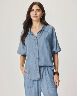 Talia Indigo Puff Sleeve Top