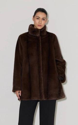 Sheila Swing Coat in Faux Mink Fur
