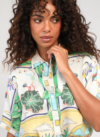 SILVALY Bird Print Blouse
