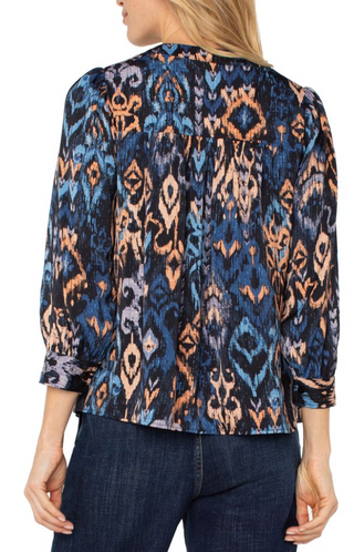 3/4 Sleeve V Neck Pop Over Blouse