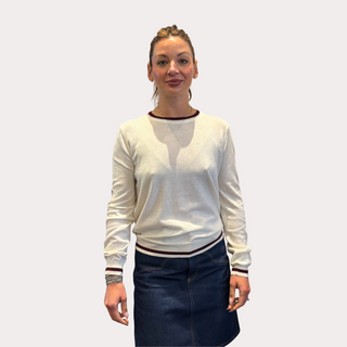 Supima Cotton Cashmere Crew with Tipping