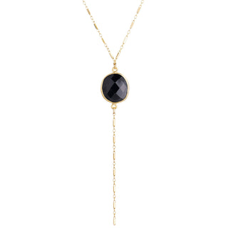 Lariat Stone Necklace Black Onyx