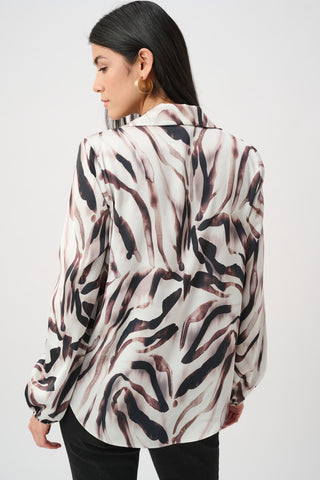 Satin Animal Print Draped Top