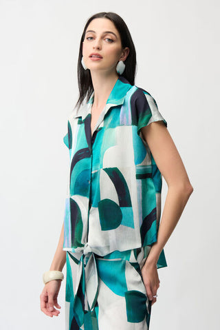 Satin Boxy Top With Front Ties