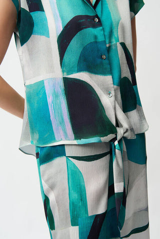Satin Boxy Top With Front Ties