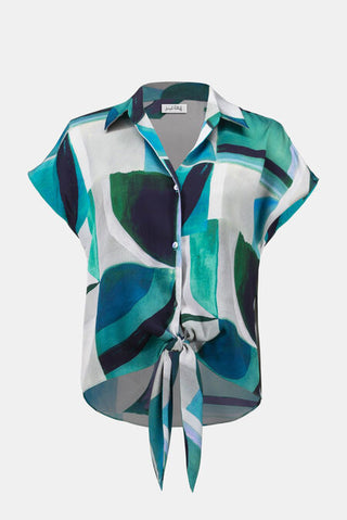 Satin Boxy Top With Front Ties