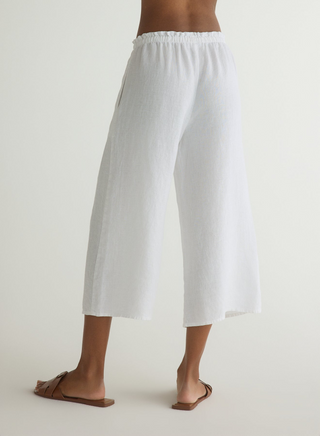 Ruffle Waist Wide Leg Crop