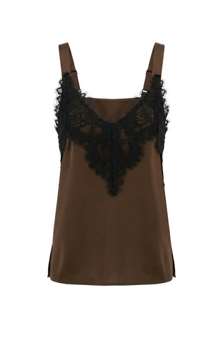 Sleeveless Woven Top with Lace